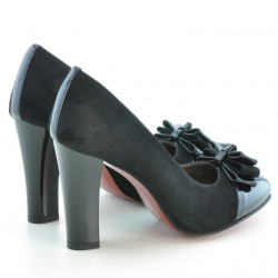 Chaussures élégantes femme 1226 vernis noir+noir antilope