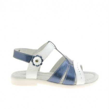 Sandales enfants petits 18c vernis indigo+blanc