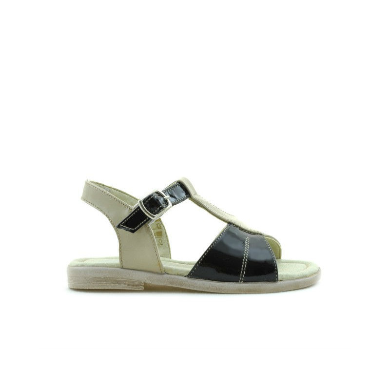 Sandales enfants petits 40c verni beige+noir