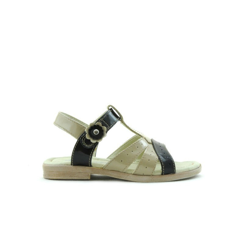 Sandales enfants petits 18c vernis beige+noir