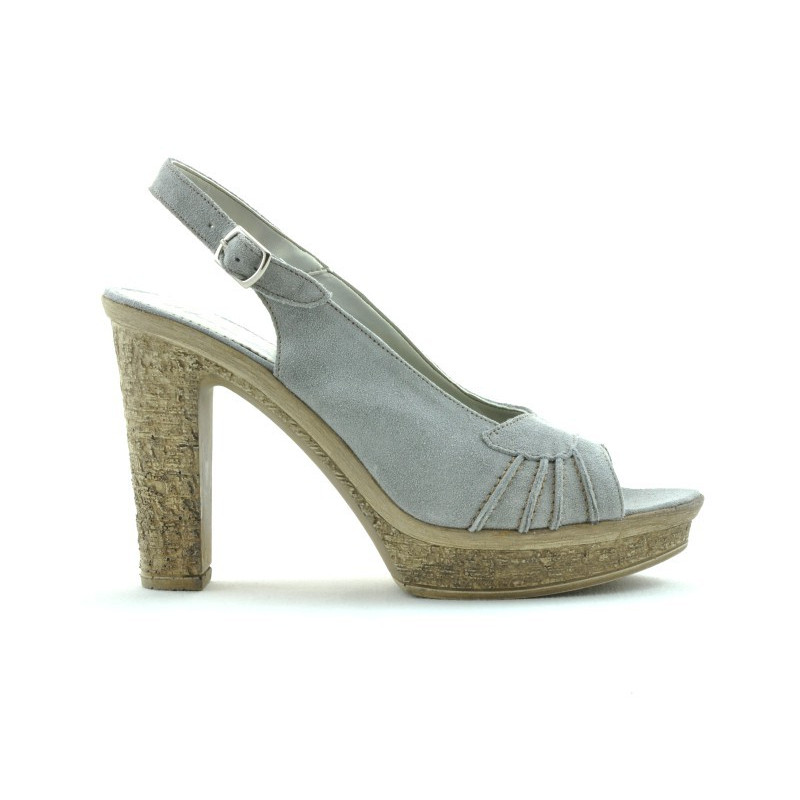 Sandales femme 597 gris clair velours