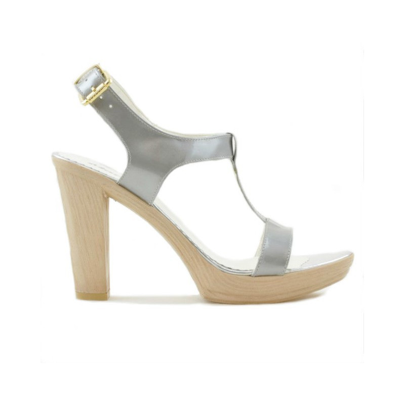 Sandales femme 5018 verni argenté