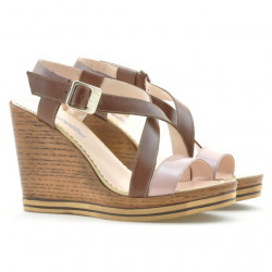 Sandales femme 5016 vernis rose combiné