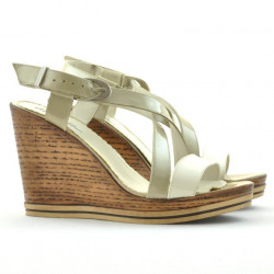 Sandales femme 5016 vernis beige combiné