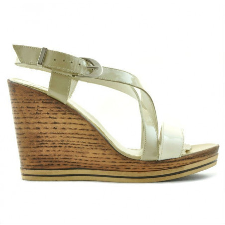 Sandales femme 5016 vernis beige combiné
