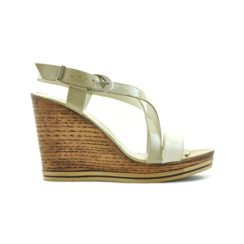 Sandales femme 5016 vernis beige combiné