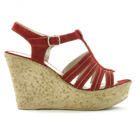 Sandales femme 598 rouge velours