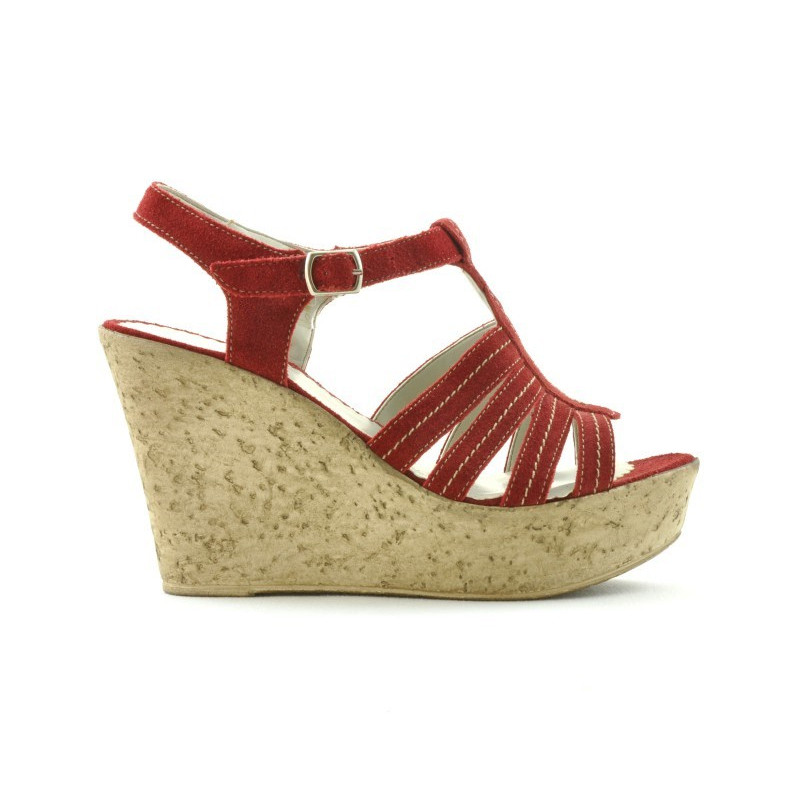Sandales femme 598 rouge velours