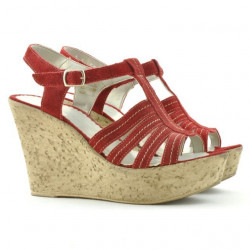 Sandales femme 598 rouge velours