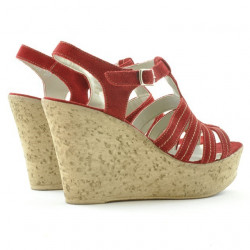 Sandales femme 598 rouge velours