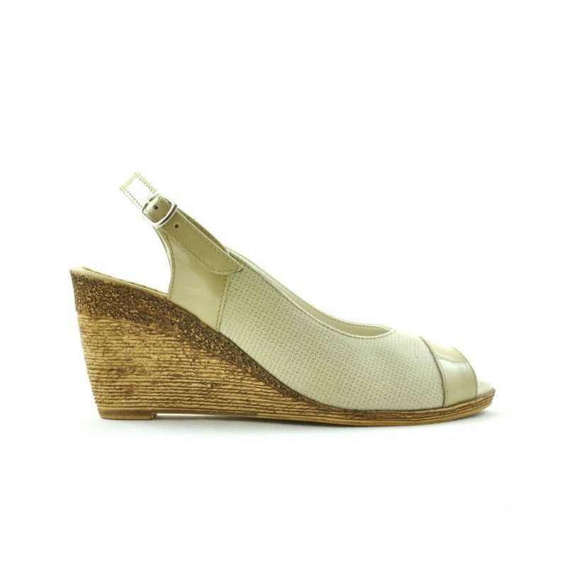 Sandales femme 5019 vernis beige combiné