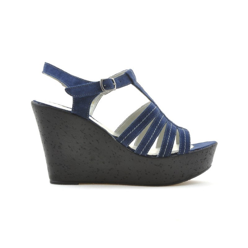 Sandales femme 598 velours indigo