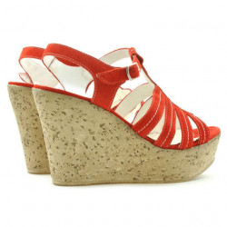 Sandales femme 598 rouge corail velours