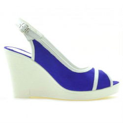 Sandales femme 5000 indigo velours+blanc