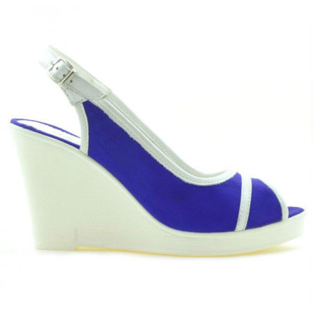 Sandales femme 5000 indigo velours+blanc