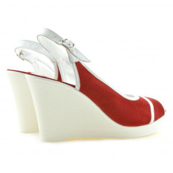 Sandales femme 5000 rouge velours+blanc