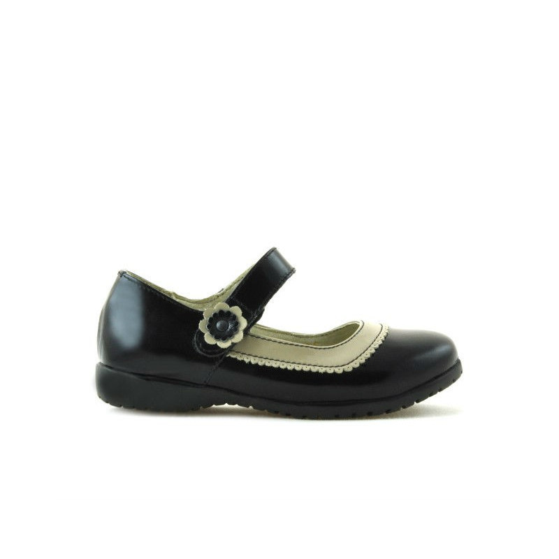 Chaussures enfants petits 19c vernis noir+beige
