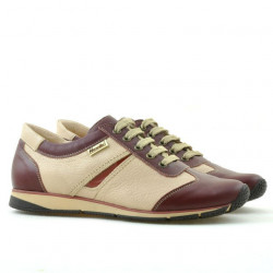 Baskets femme 196 bordeaux+beige