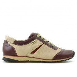 Baskets femme 196 bordeaux+beige