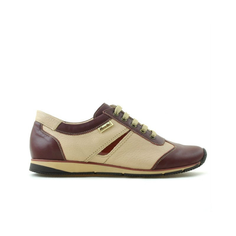 Baskets femme 196 bordeaux+beige