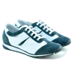 Baskets femme 196 velours gris+blanc