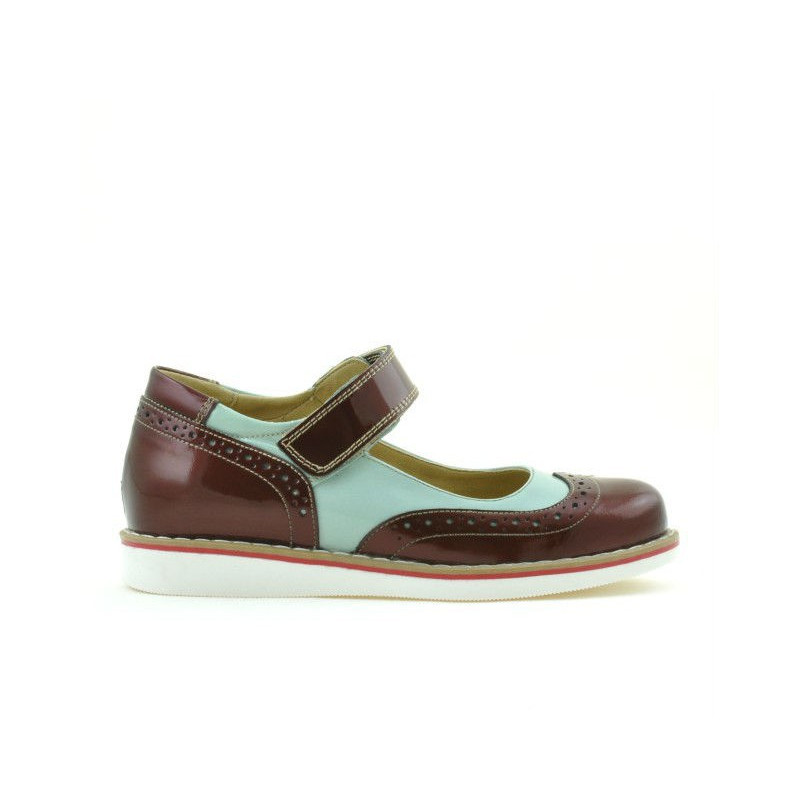 Chaussures enfants 153 vernis bordeaux combiné