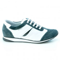 Baskets femme 196 velours gris+blanc
