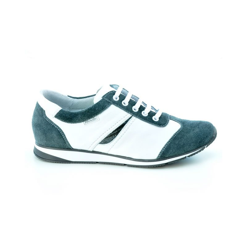 Baskets femme 196 velours gris+blanc