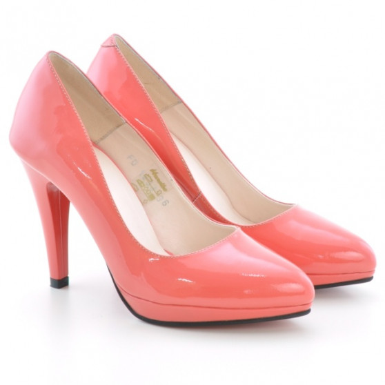 Chaussures élégantes femme 1233 vernis rouge corail
