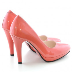 Chaussures élégantes femme 1233 vernis rouge corail