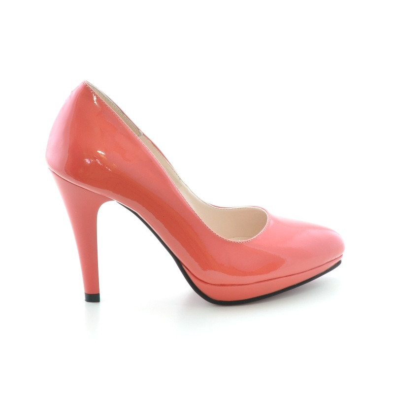 Chaussures élégantes femme 1233 vernis rouge corail