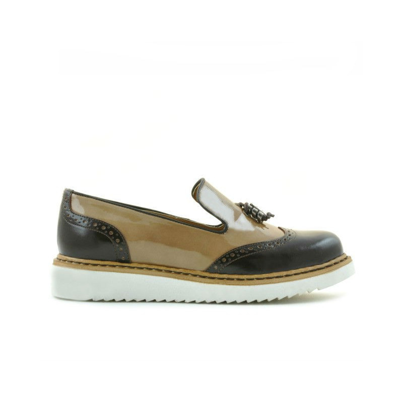 Chaussures décontractées femme 659 vernis beige combiné