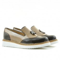 Chaussures décontractées femme 659 vernis beige combiné