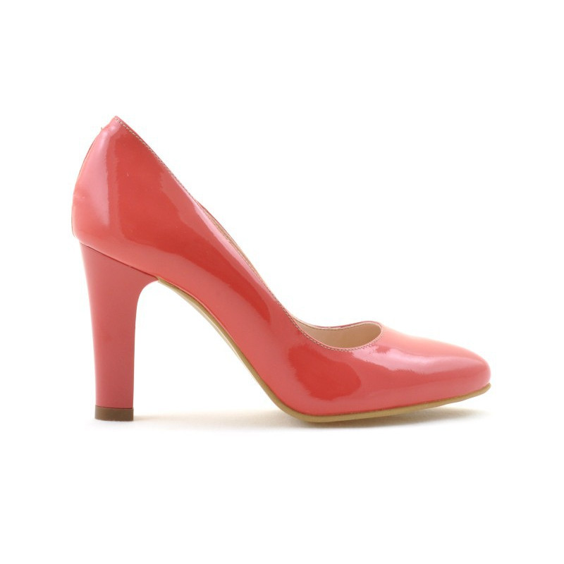 Chaussures élégantes femme 1243 vernis rouge corail
