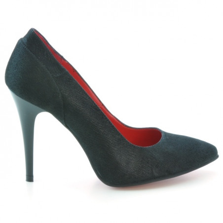 Chaussures élégantes femme 1230 noir antilope satiné