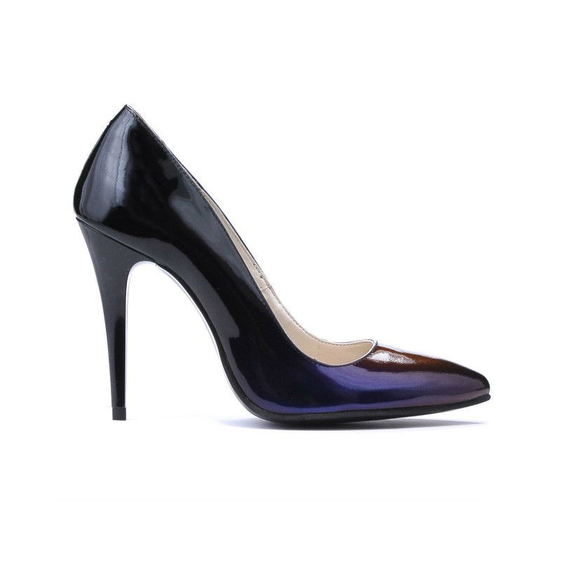 Chaussures élégantes 1241 vernis noir+violet (caméléon)