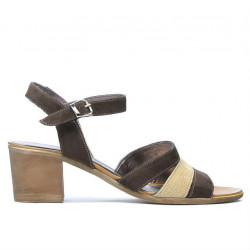 Sandales femme 5024 café velours combiné
