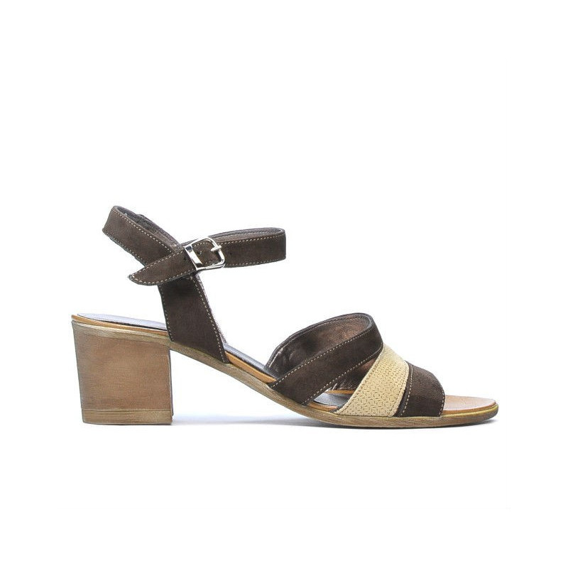Sandales femme 5024 café velours combiné