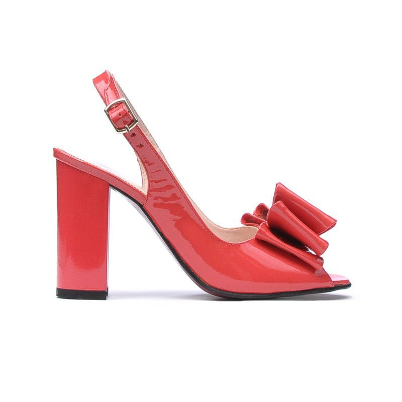 Sandales femme 1256 verni rouge corail