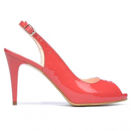 Sandales femme 1250 vernis rouge corail