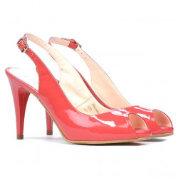 Sandales femme 1250 vernis rouge corail