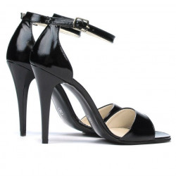Sandales femme 1238 laqué noir satiné