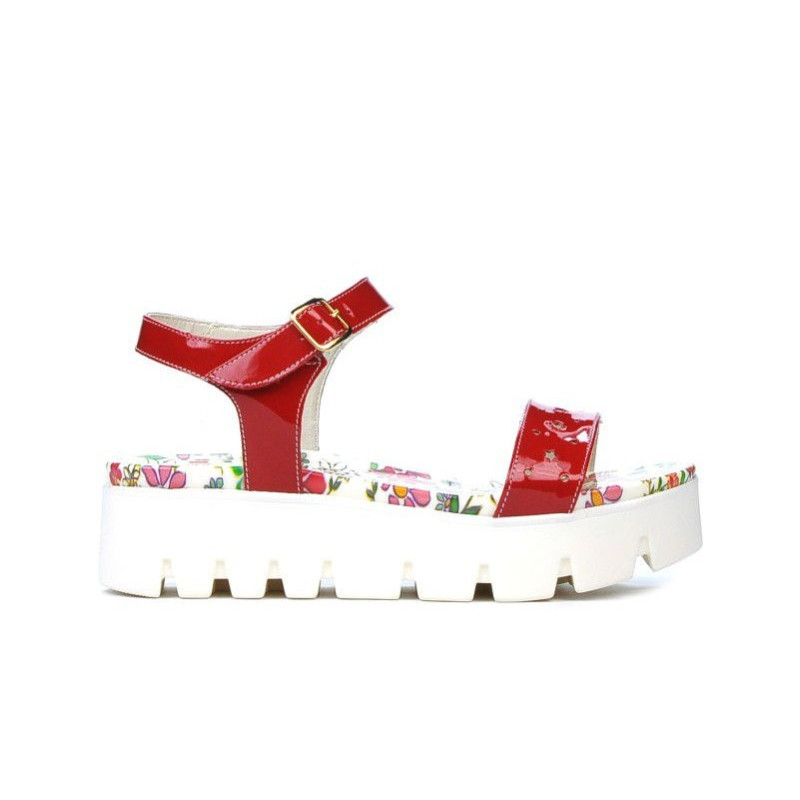 Sandales femme 5034 verni rouge