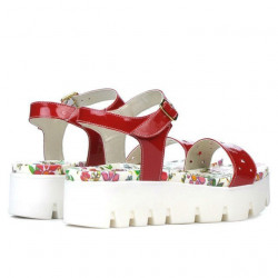 Sandales femme 5034 verni rouge
