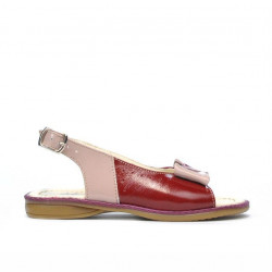 Sandales enfants petits 58c vernis bordeaux+beige nacré