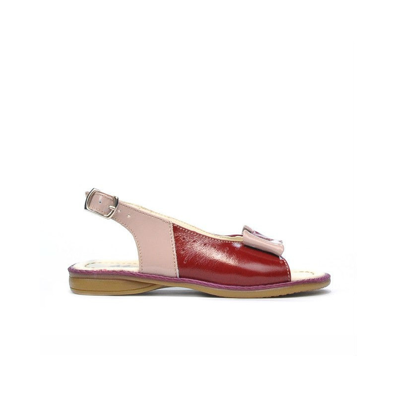 Sandales enfants petits 58c vernis bordeaux+beige nacré