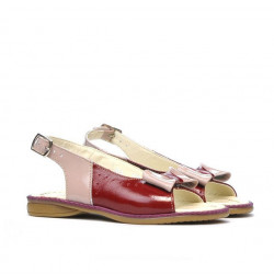 Sandales enfants petits 58c vernis bordeaux+beige nacré
