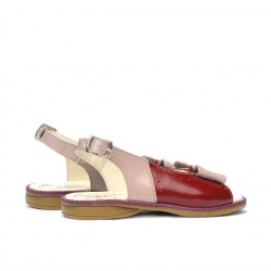 Sandales enfants petits 58c vernis bordeaux+beige nacré