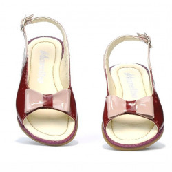 Sandales enfants petits 58c vernis bordeaux+beige nacré