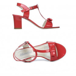 Sandales femme 1257 vernis rouge corail